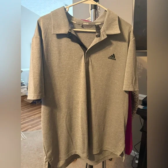 Adidas Men's Heather Gray Polo Shirt - Picture 1 of 4